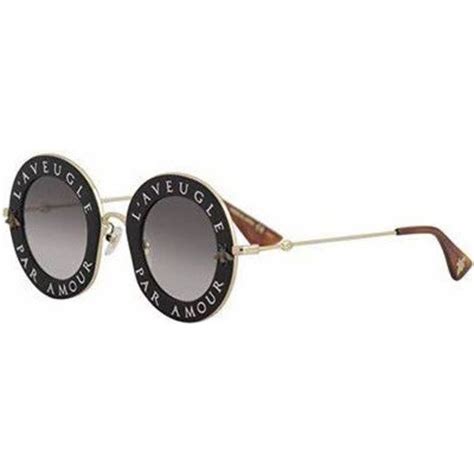 sunglasses gucci gg 0113 s 001 black grey gold|Gucci™ GG0113S Round Sunglasses .